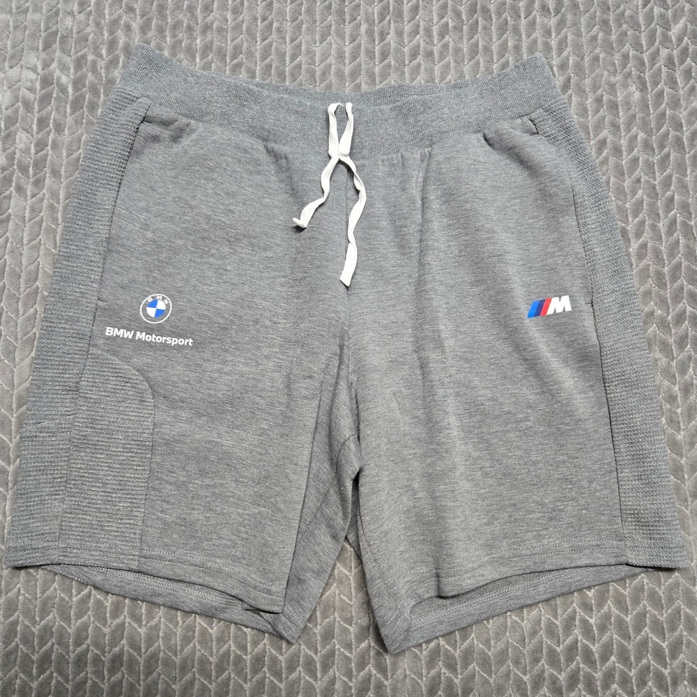 Puma BMW Motorsport Mens XL Gray Sweat Shorts Athletic Racing M Power Logo